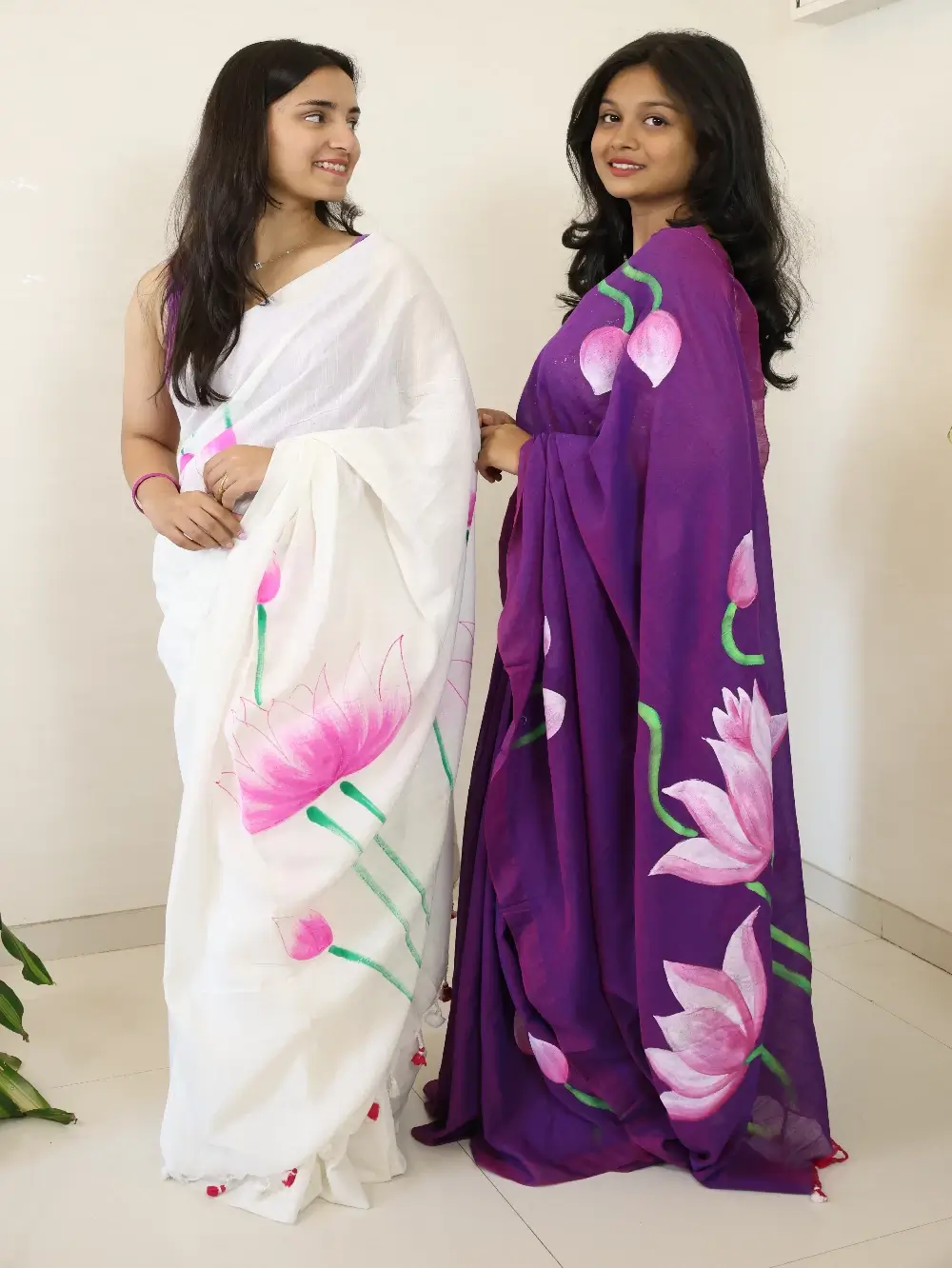 Lotus Hand Painted Saree - Image 5